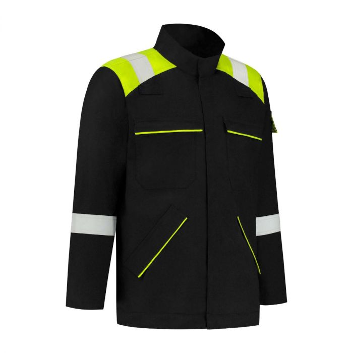 Dapro Globe-Tech Multinorm Jacket - Size - Black/Hi-Vis Yellow - Flame-Retardant , Anti-Static , Welding , Arc Flash Protection and Chemical Resistant